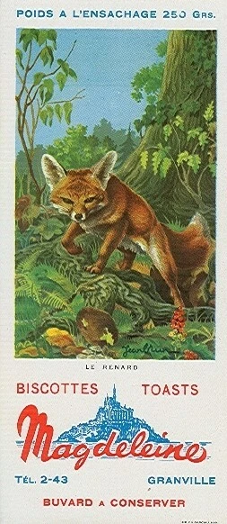 Lot de 10 buvards MAGDELEINE - série animaux