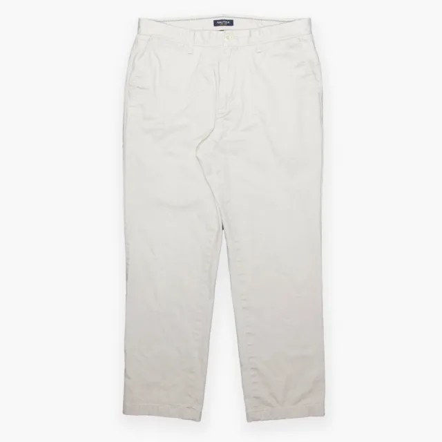 Pantaloni da uomo NAUTICA beige regolari tessuti dritti cotone W34 L30