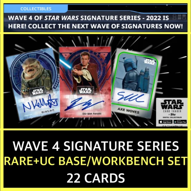 Signature Series-Wave 4-Rare+Uc Base+Workbench Set-Topps Star Wars Card Trader