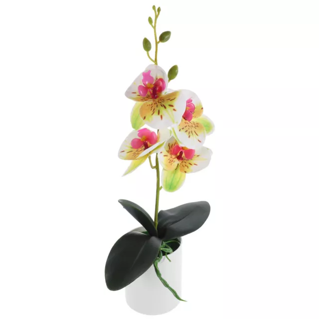 Orquídea artificial en maceta, flores blancas, decoración de mesa