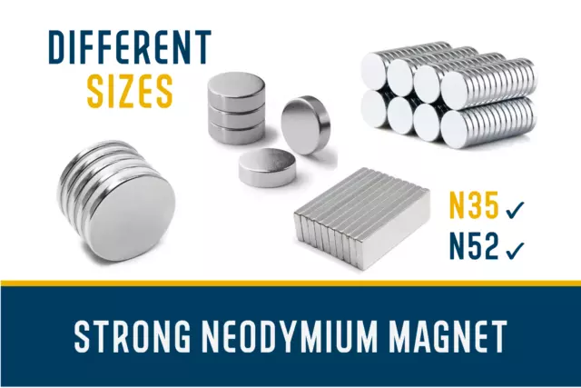 Neodymium Magnets Differents Shapes and Sizes N35 N52, Round, Disc, Bar, strong.