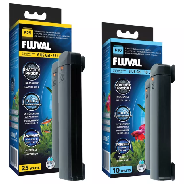 Fluval Pre-Set Heaters P10 P25 Aquarium Heating Tropical Marine Fish Tank