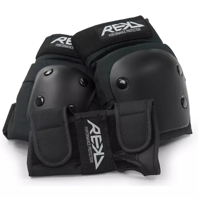 REKD Protection Heavy Duty Youth Skate Triple Pad Set, Black/Black