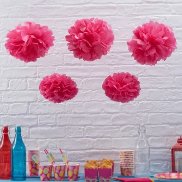 Hot Pink Tissue Paper Pompoms Flower Wedding Party Decoration Pom Poms All Size