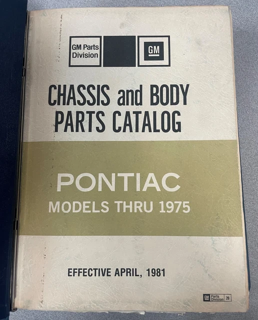 VINTAGE DEALERSHIP GM Chassis & Body Parts Catalog for Pontiac Models