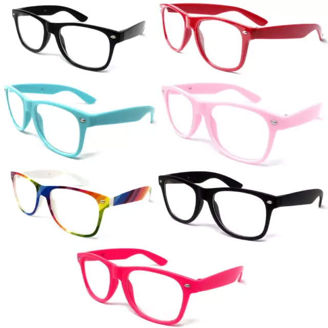 KIDS Novelty CLEAR LENS Glasses Frames Boys Girls Fancy Dress Geek Nerd Party UK