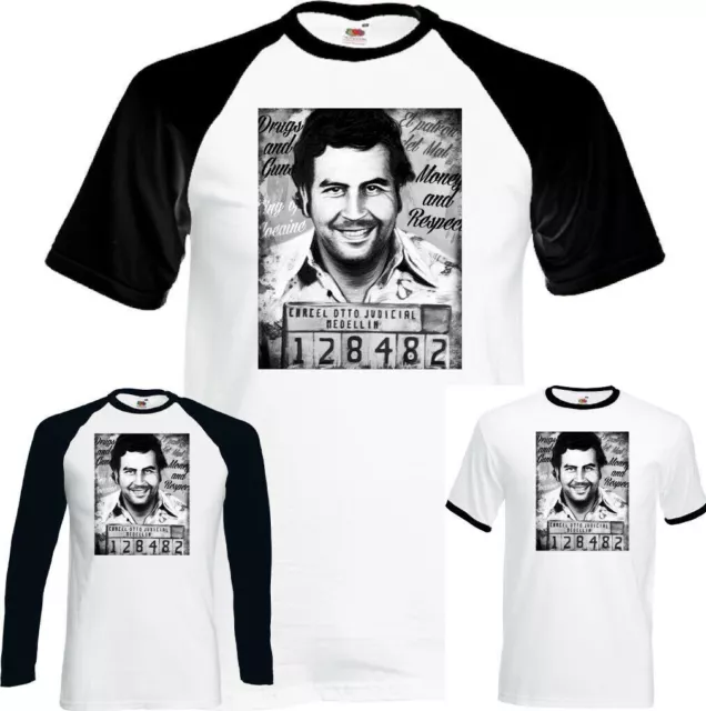 Pablo Escobar T-Shirt Narcos Mugshot Mens Funny TV Show Top Cartel Drug Cocaine