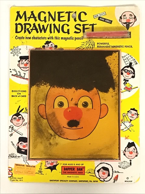 Draw Dapper VINTAGE MAGNETIC DRAWING Set Dapper Dan The Magnetic Man Old School Toy ...