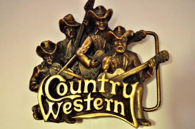 Vintage bergamot Brass Works Country Western Band 3d Belt Buckle 1981