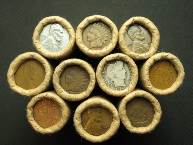 ~ 10 Lincoln Wheat Cent Penny Rolls "500 Coins" From Old Oregon Estate Horde!! ~