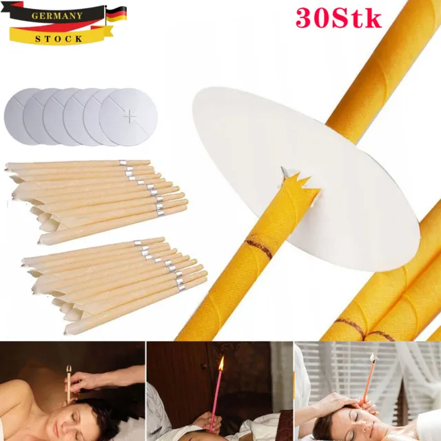 30x Ohrkerzen aus Bienenwachs mit Filter Ohrenkerzen Reinigung Ear Candle Duft