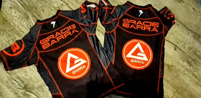 2 x Size YS Gracie Barra Rash Vests for Jiujitsu Martial Arts Competitive No Gi