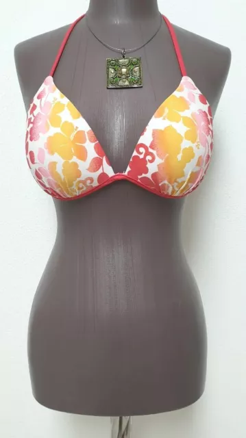 Bikini PUSH-UP/sexy/FLOREALE  COME NUOVO donna taglia S-M POLIAMMIDE/STRETCH rosa/bianco