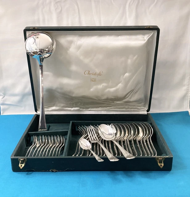 MÉNAGÈRE EN MÉTAL argenté - CHRISTOFLE  - 37 pièces...Monogramme BB - SUPERBE EUR 180,00 - FR