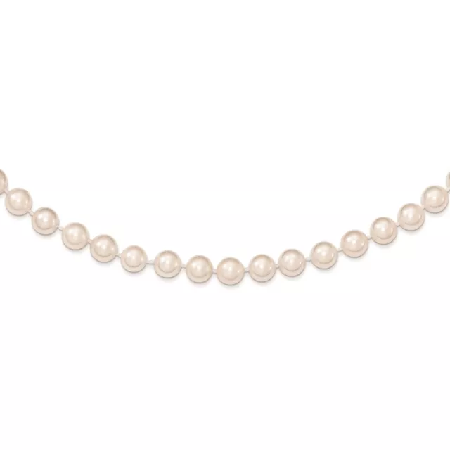 Real 14kt Yellow Gold 6-7mm Round White Saltwater Akoya Cultured Pearl Necklace