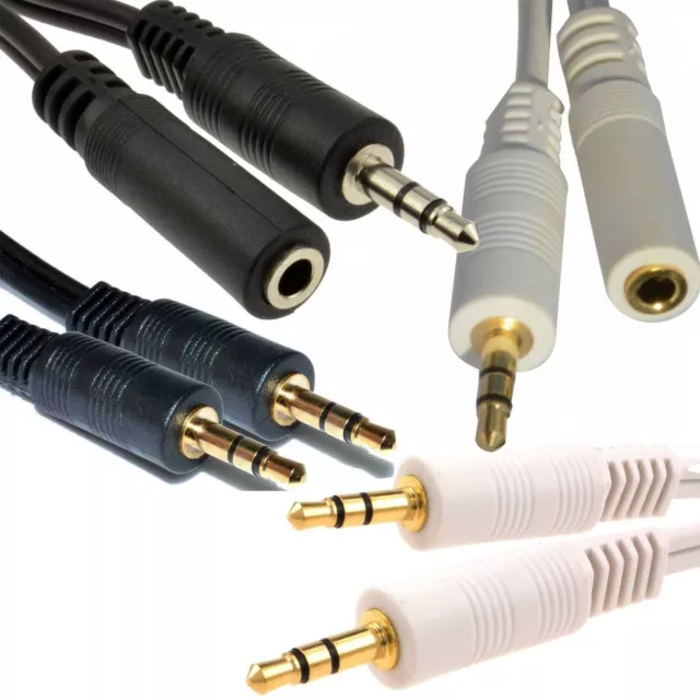 AUX Headphone Extension Cable 3.5mm Mini Jack Audio Lead Male & Female Earphone