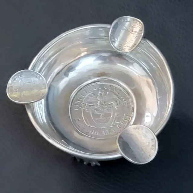 Vintage Sterling Silver Numismatic Ashtray Columbia 4 (Four) Silver Coins  Nice