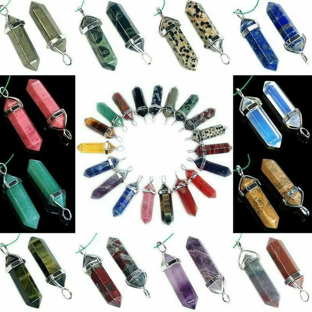 16PC Natural Quartz Crystal Point Chakra Healing Gemstone Pendant Necklace Stone 12