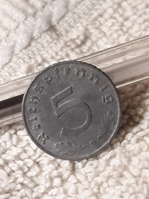Vintage 1941  WW2 German 5 Reichspfennig , WWII Era Heavily Circulated Coin 3