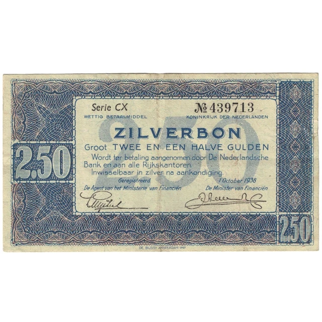[#194026] Banknote, Netherlands, 2 1/2 Gulden, 1938, 1938, KM:62, VF