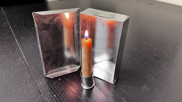 Tin, Folding "Candle Box" waterproof container - Civil War WW1 Reenacting 6" 4"