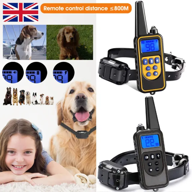 Electric Dog Pet Training Collar, Waterproof Electric Shock Anti Bark R800m