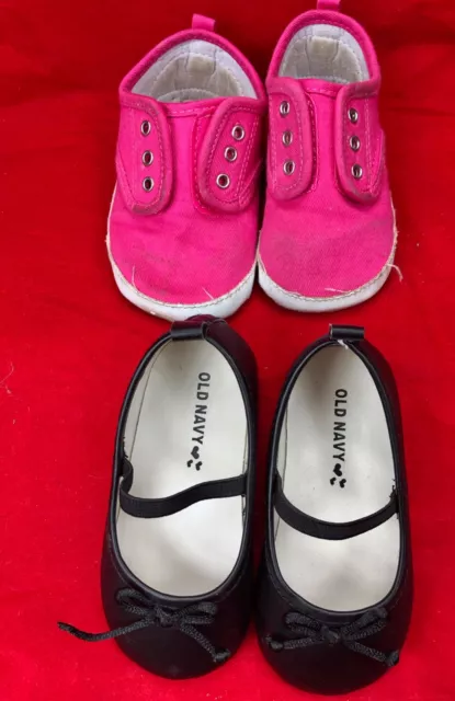 Old Navy Baby Crib Shoes Ballet Flats + Canvas Sneakers Soft Soles Girls 18-24M