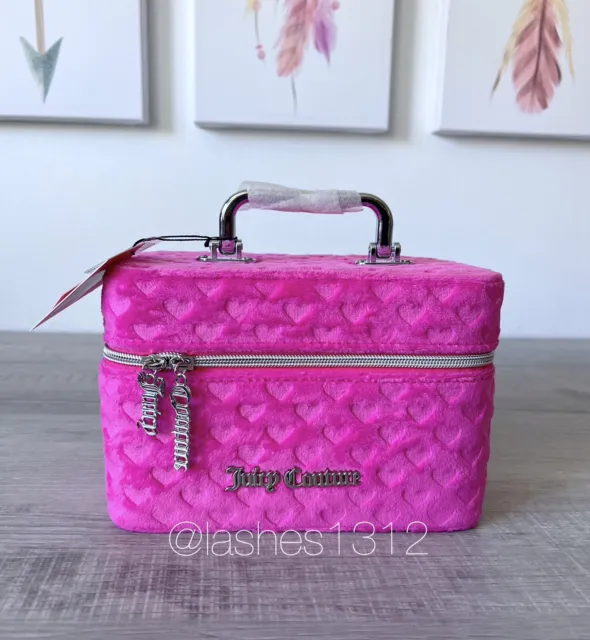 JUICY COUTURE  Makeup Train Case Travel Cosmetic Toiletry Bag - Pink Hearts