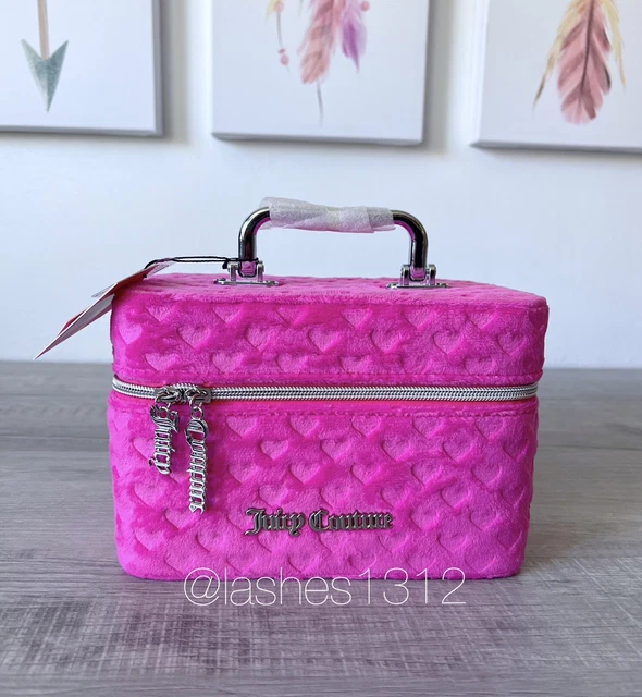JUICY COUTURE  Makeup Train Case Travel Cosmetic Toiletry Bag - Pink Hearts