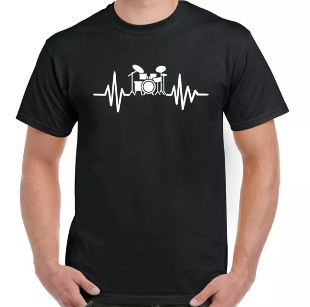 T-shirt batteria batterista pulse uomo set battito cardiaco divertente piatto musica