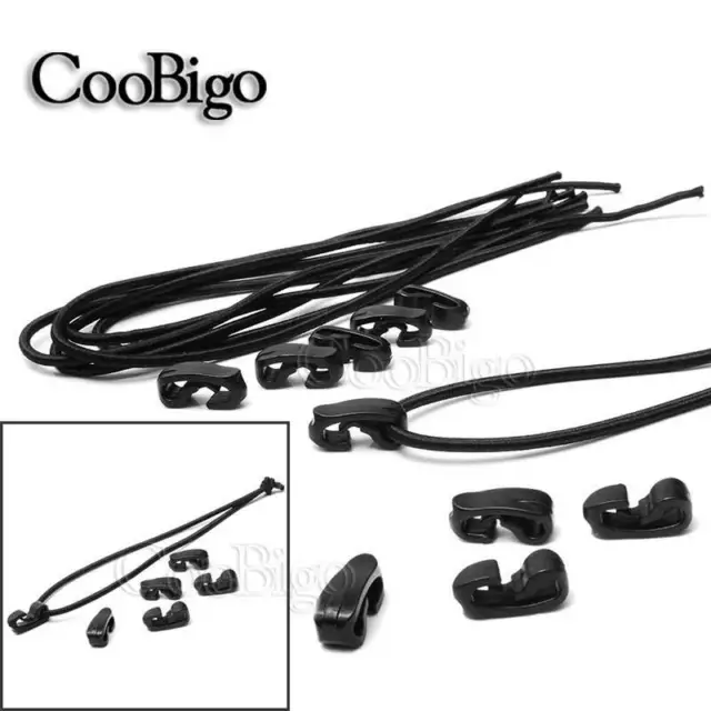 10sets Snap Hook Rope Buckle With Elastic Bungee Rope Cord for Outdoor Camping