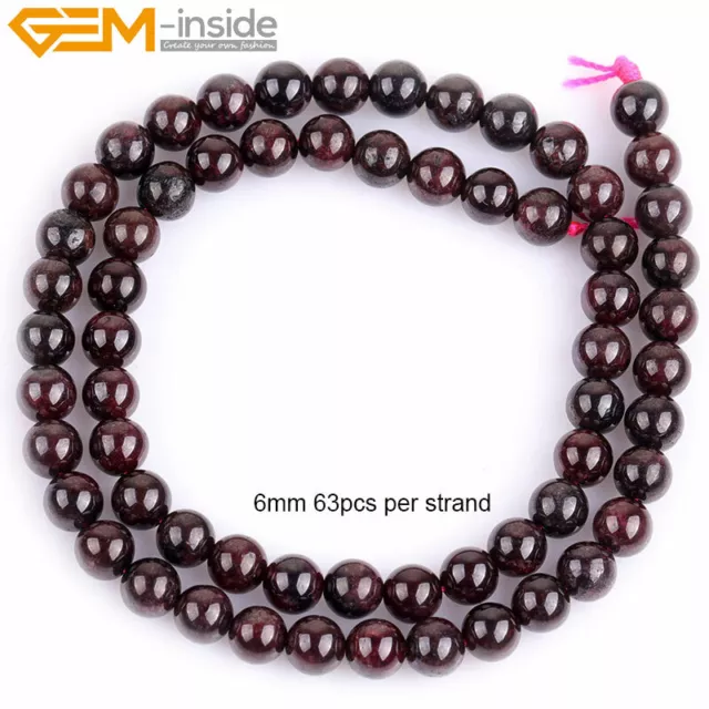 Natural Genuine Red Garnet Stone Gem Round Smooth Beads For Jewelry Making 15"