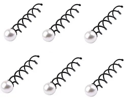10 Pack Pearl Spiral Hair Pin Clip Bun Stick Spin Screw Twist Barrette For Women