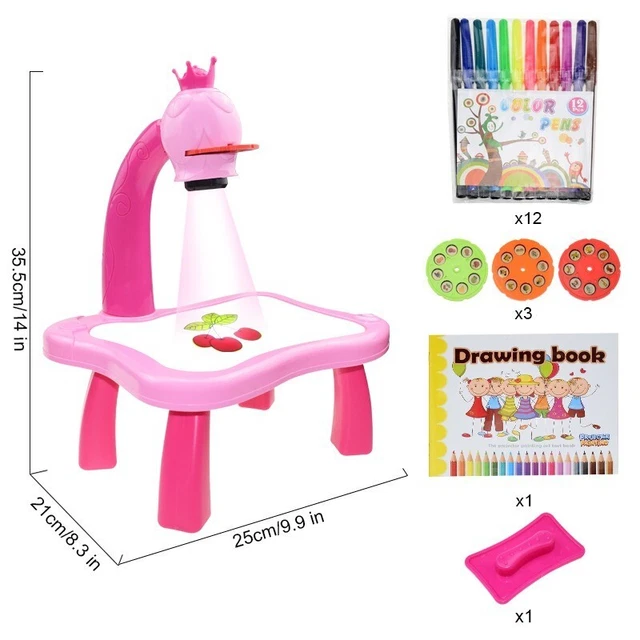 Children Led Projector Art Drawing Table Toys Kids Painting Board Desk Arts Craf
