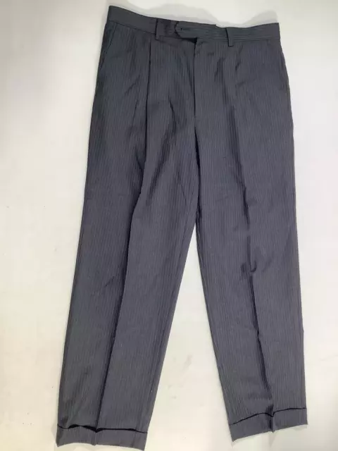 Men Gray Unbranded Dress Pants Pleated Cuffed Size 34x30 EUC
