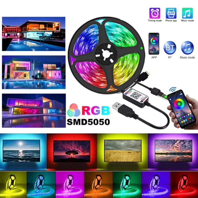 Smart WiFi RGB 5050 LED Strip Light USB TV Backlight App Control For iOS Android