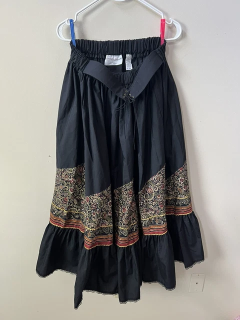 VTG Fun & Fancy Orig California Square Dance Prairie Paisley Belted Skirt Sz M