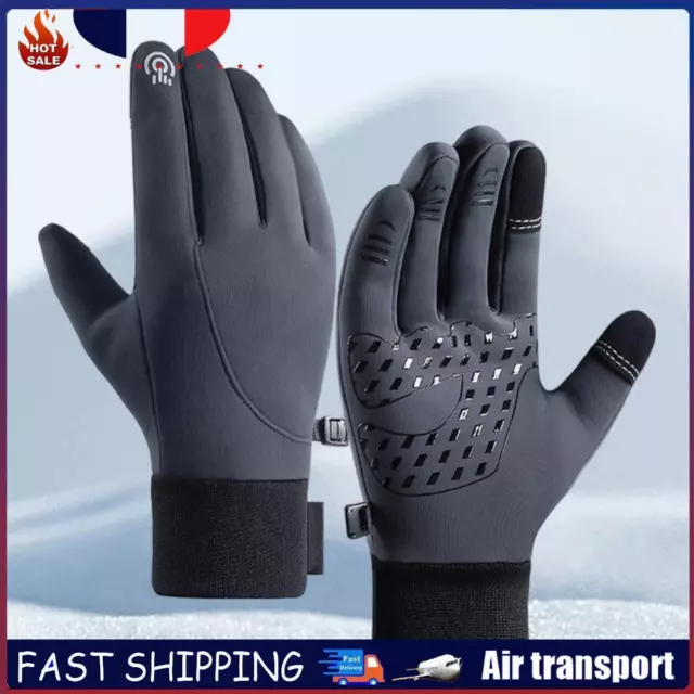 Outdoor Sport Ski Gloves Waterproof Keep Warm Gloves Touch Screen (Grey M) FR