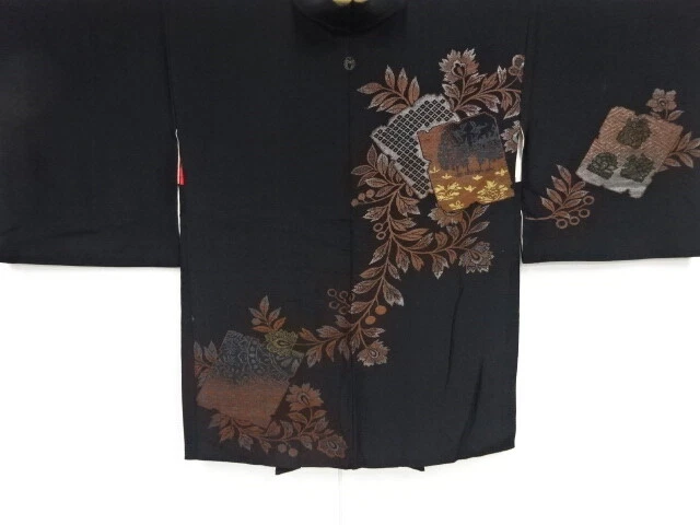 97213# Japanese Kimono / Antique Haori / Taisho Roman Style / Urushi / Woven Abs