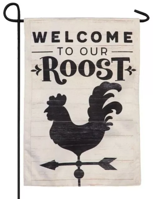 12.5 x 18 Welcome To Our Roost Garden Linen Flag