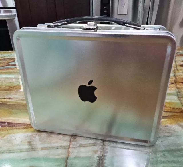 SUPER RARE Apple Computer Lunchbox Promotional Giveaway Silver READ