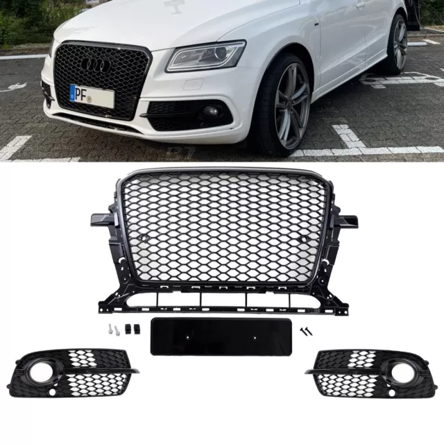 Calandre Rayon Grille + Grille Kit Noir Brillant pour Audi Q5 8R Facelift S-LINE