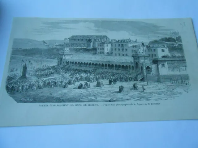 Gravure 1858 - Nouvel établissement des Bains de Biarritz