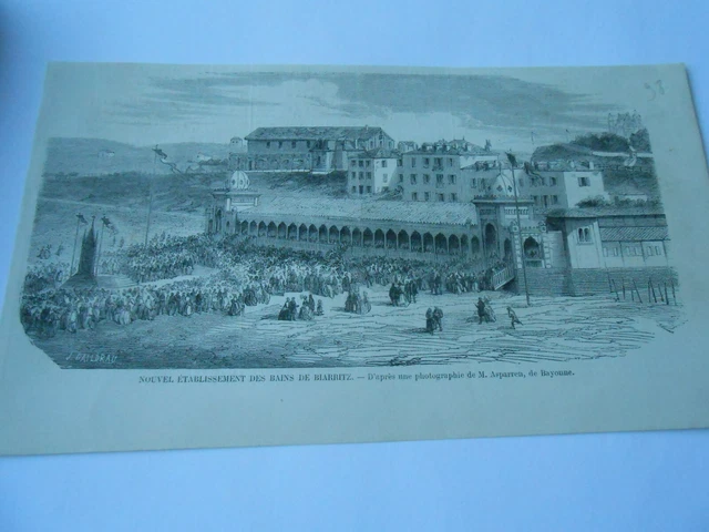 Gravure 1858 - Nouvel établissement des Bains de Biarritz