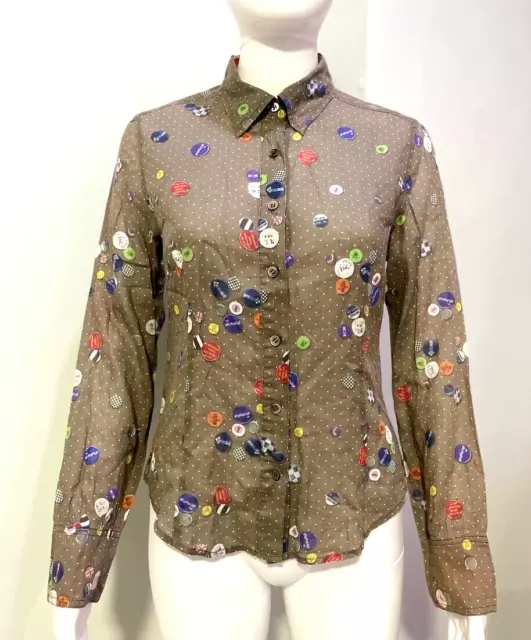 Paul Smith Long Sleeved Polka Dot Button-Down Top Multicolor Size 40
