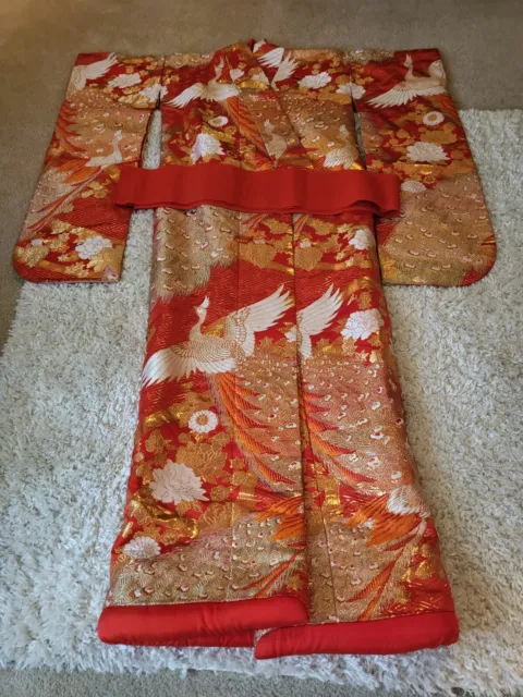 Vintage Silk Japanese Wedding Kimono Hand Embroidered Uchikake