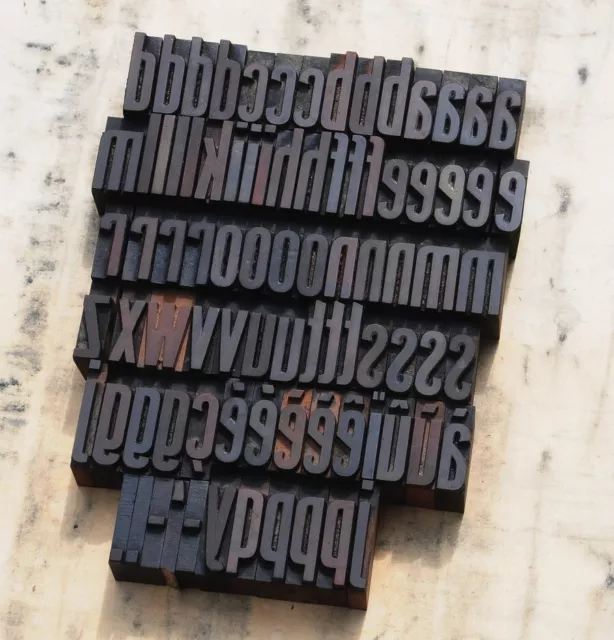 a-z Alphabet Holzbuchstaben 36mm Lettern Holzlettern Vintage Buchdruck alt