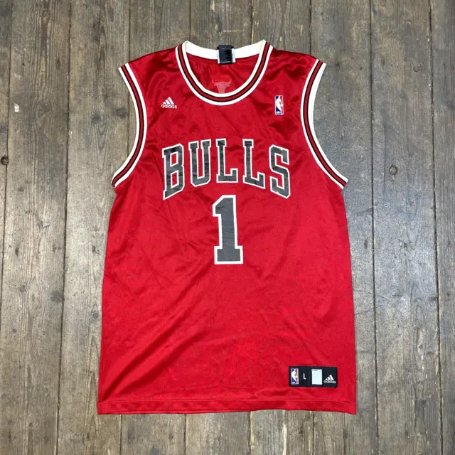 Adidas Chicago Bulls Jersey NBA Rose 1 Basketball Vest, Red White, Mens Large