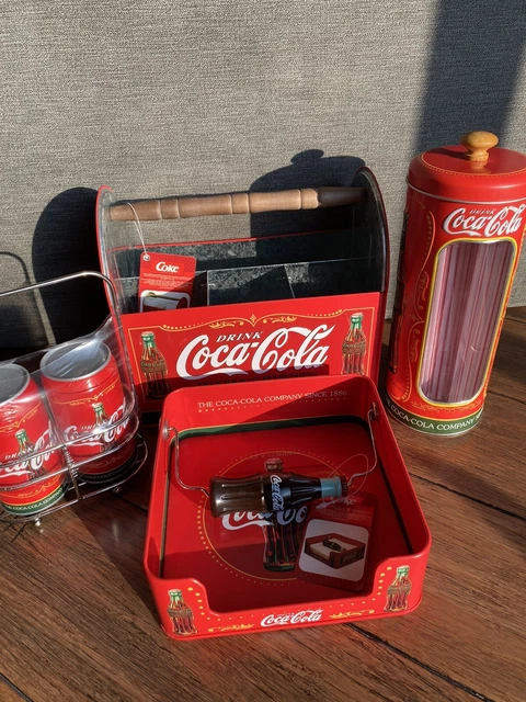 NWT Coca Cola Kitchen Lot- Napkin, Utensils, Straw Holder, Salt & Pepper Shaker