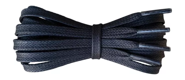 Flat Waxed Cotton Shoelaces - 5/6 mm wide - Black